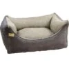 Earthbound Rectangular Removable Faux Suede Two Tone Dog Bed - Grey -Fuzzyard Shop I9520939