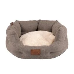 Luxury Cream & Brown Tweed Herringbone Pet Bed For Cats And Dogs – Small / Medium -Fuzzyard Shop I9521104