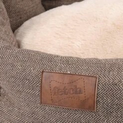 Luxury Cream & Brown Tweed Herringbone Pet Bed For Cats And Dogs – Small / Medium -Fuzzyard Shop I9521104 02