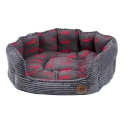 Petface Deli Bamboo & Jumbo Cord Dog Bed - Grey -Fuzzyard Shop I9522229 01