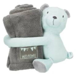 Trixie Junior Bear And Blanket Cuddly Set For Dogs - Grey & Mint -Fuzzyard Shop I9658327