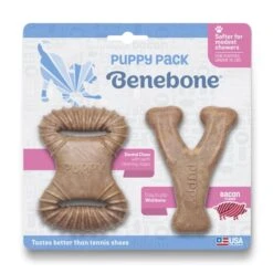 Benebone Tiny 2-Pack Puppy Dental Chew And Wishbone Dog Toy - Bacon -Fuzzyard Shop I9661293